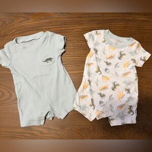 Chick Pea Baby Rompers Set with Dinosaur Prints